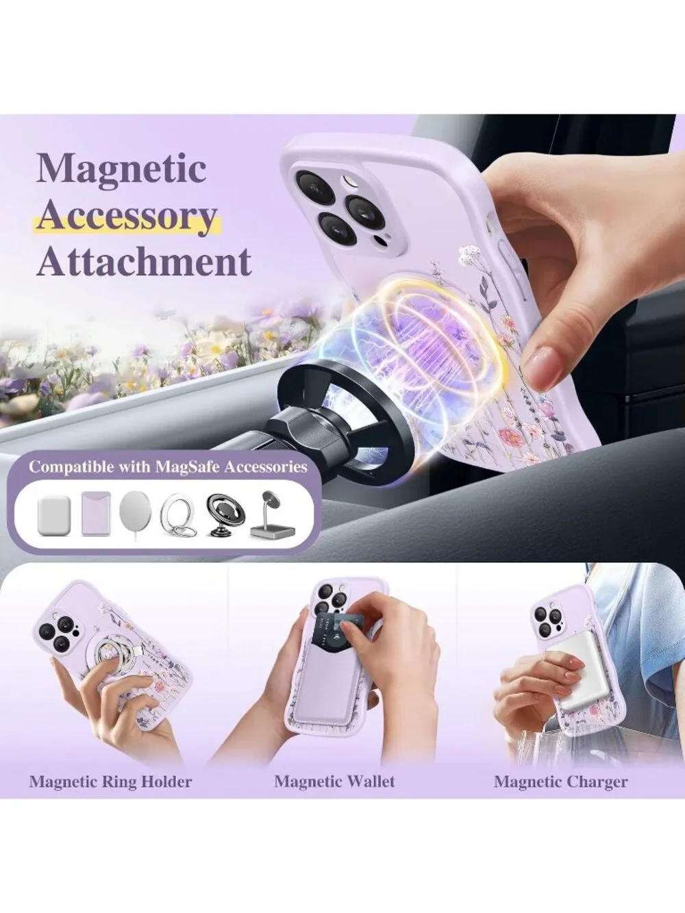 iPhone 14 Pro Floratopia/Colorful Compatible with MagSafe Translucent Case